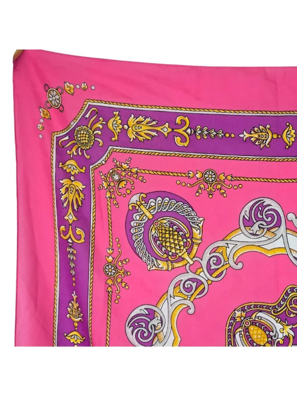 Vintage 90s Pink Purple Abstract Crown Scarf Women Accessories Colorful Square